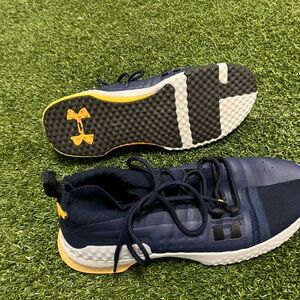 Under Armour Blue and Yellow Athletic Shoes Sporty Design